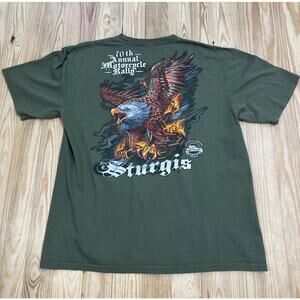 Sturgis 70th Annual Motorcycle Rally 2010 T-shirt Size Large Eagle Green